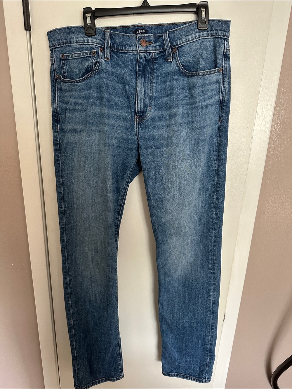 J. Crew Men's Mid Blue Slim-Straight Jeans